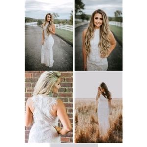 Boho white lace sheath dress